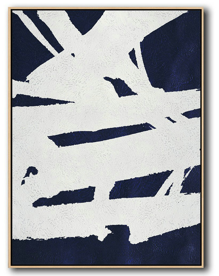Hand Made Abstract Art,Buy Hand Painted Navy Blue Abstract Painting Online,Modern Art Abstract Painting